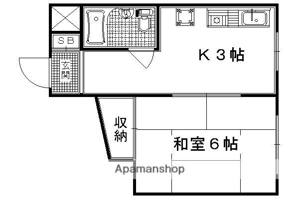 ロイヤルハイツ梅津(1K/4階)の間取り写真