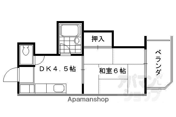 梅津シャトープレザンス(1DK/4階)の間取り写真