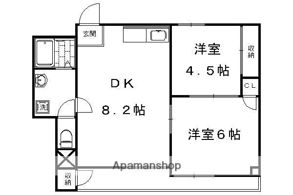 ウエストハイマンション西院(2DK/1階)の間取り写真