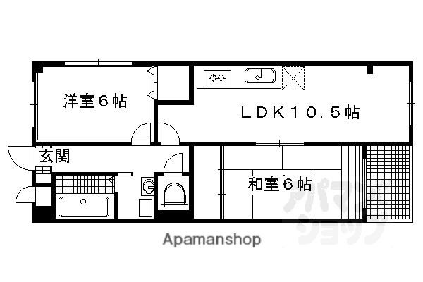 ドエル梅の宮館(2LDK/1階)の間取り写真