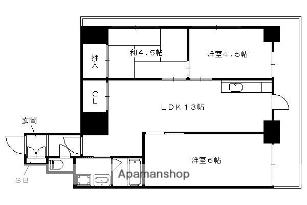 パレジット五条(3LDK/5階)の間取り写真