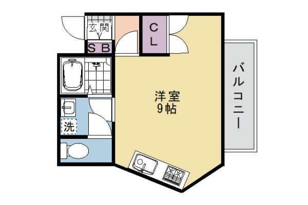 ソレイユ西山(ワンルーム/2階)の間取り写真