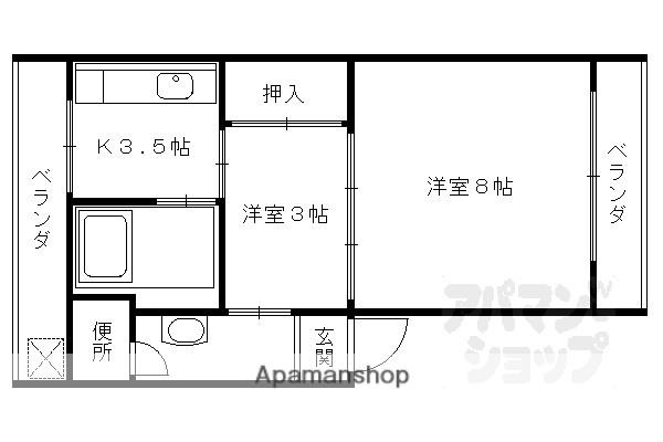 洛西マンションI(1DK/2階)の間取り写真