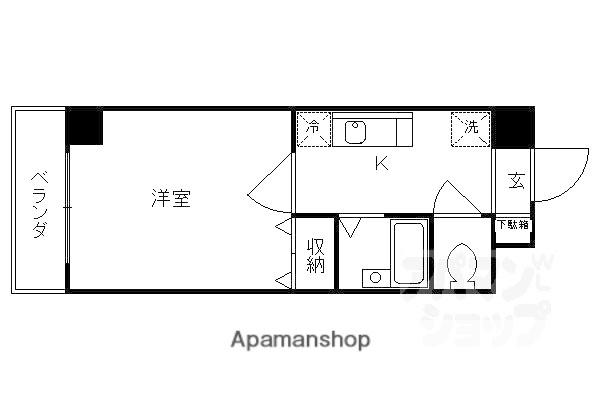 オークセブン(1K/3階)の間取り写真