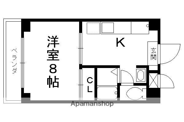 阪急電鉄京都線 西京極駅 徒歩3分 5階建 築25年(1K/2階)の間取り写真