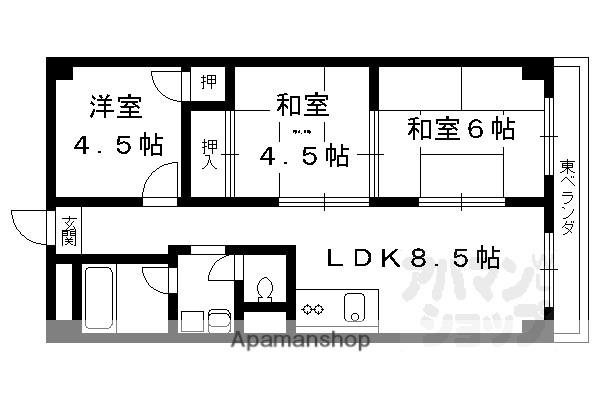 ハイツ桂A・B(3LDK/1階)の間取り写真