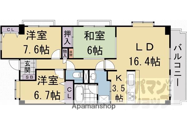 EXCELLAGE 嵐山(3LDK/5階)の間取り写真