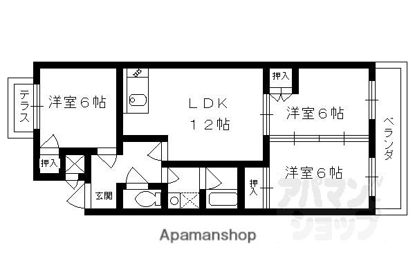 エバグリーン桂(3LDK/4階)の間取り写真
