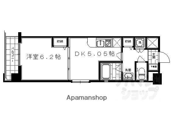 ベラジオ四条烏丸II(1DK/11階)の間取り写真