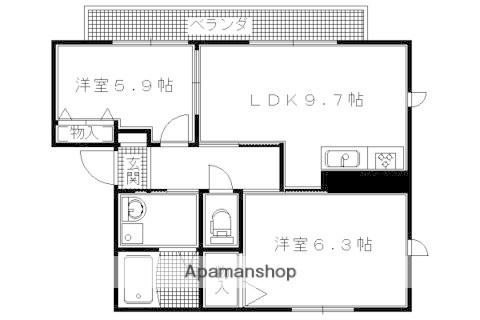 ブリリアン鳴滝(2LDK/2階)の間取り写真