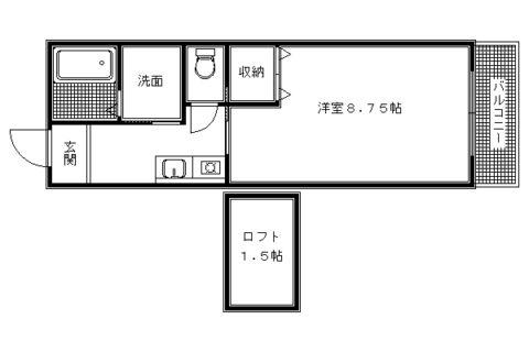 クーネルハイツ桂(1K/2階)の間取り写真