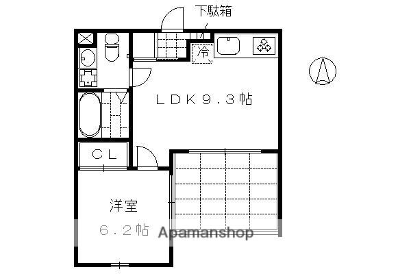 壬生朱雀町(1LDK/2階)の間取り写真