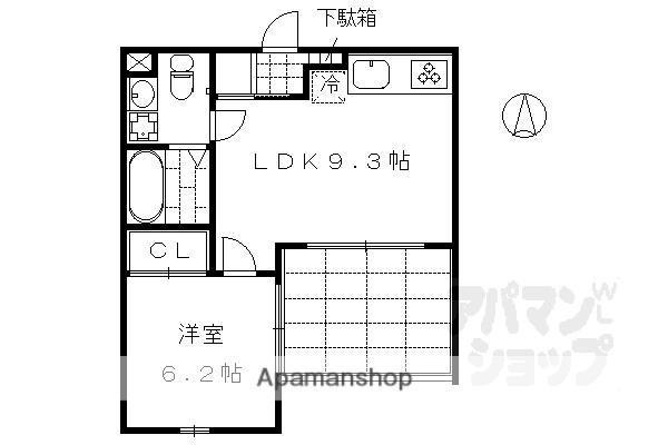 壬生朱雀町(1LDK/1階)の間取り写真