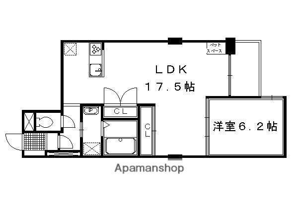 ヴィラスタジオーネ御所南(1LDK/3階)の間取り写真