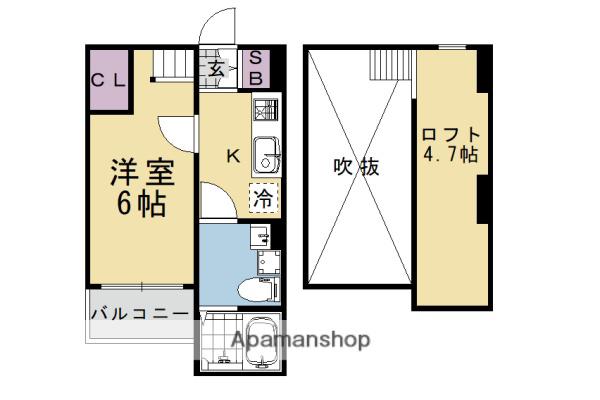 OLD TOWN オールドタウン(1K/2階)の間取り写真
