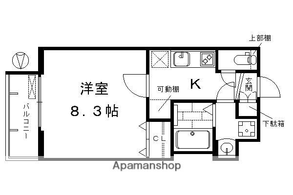 プレサンス京都洛南(1K/2階)の間取り写真