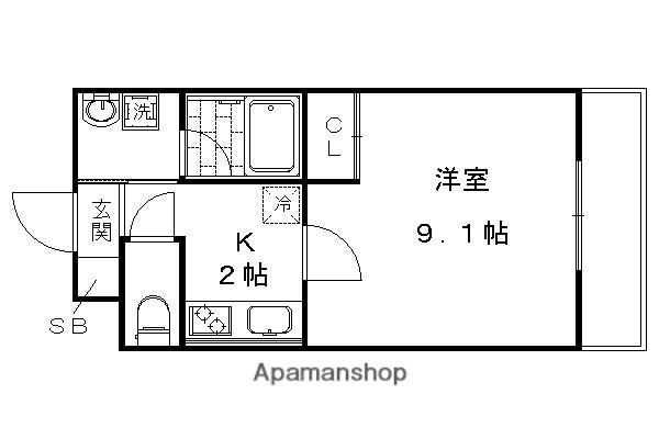 MAPLE御所ノ内(1K/3階)の間取り写真