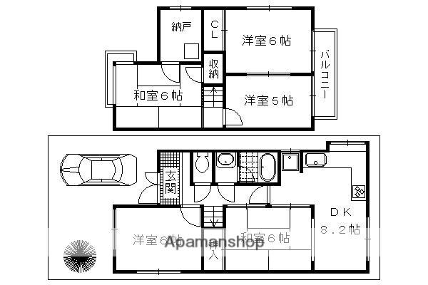 阪急電鉄京都線 桂駅 徒歩10分 2階建 築51年(5SDK)の間取り写真
