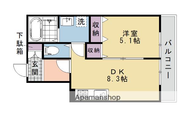 ユアメゾン梅津北(1LDK/1階)の間取り写真