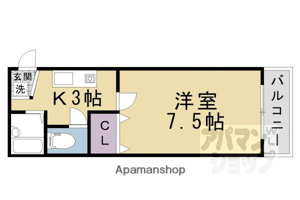 COCO西京極(1K/3階)の間取り写真
