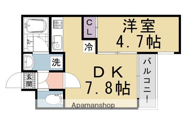 サクシード太秦(1DK/3階)の間取り写真