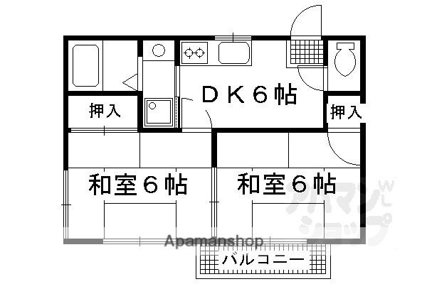 洛西ハイツ(2DK/2階)の間取り写真