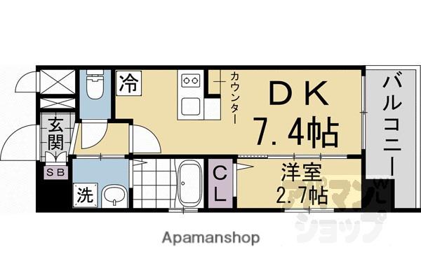 アクアプレイス京都西院II(1DK/5階)の間取り写真