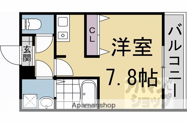 グランレム西院(1K/1階)の間取り写真