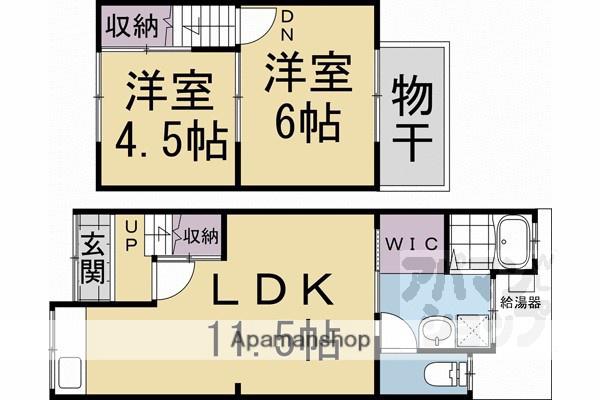 阪急電鉄京都線 西京極駅 徒歩10分 2階建 築64年(2LDK)の間取り写真