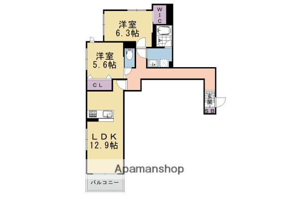 シャーメゾン嵐山 華(2LDK/2階)の間取り写真