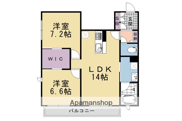 べレオ桂Ⅱ(2LDK/3階)の間取り写真