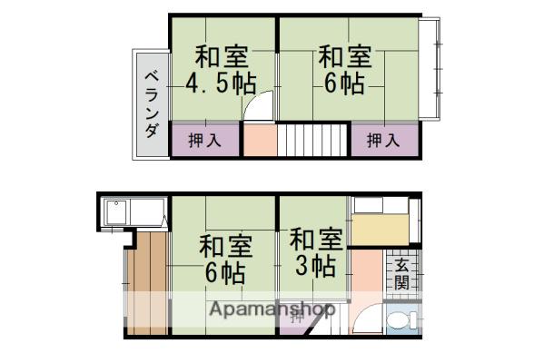 阪急電鉄京都線 桂駅 徒歩13分 2階建 築52年(4K)の間取り写真