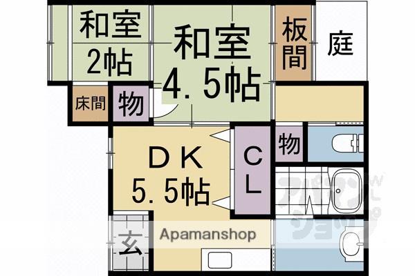 阪急電鉄京都線 西京極駅 徒歩5分 1階建 築55年(2K)の間取り写真