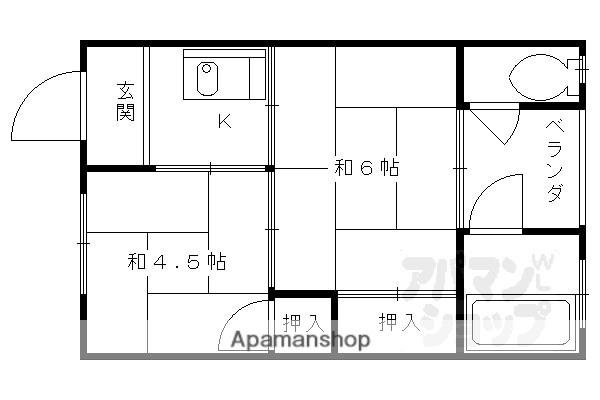 藤栄荘(2K/2階)の間取り写真