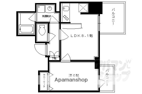 エステムプラザ京都四条烏丸II雅STYLE(1LDK/10階)の間取り写真