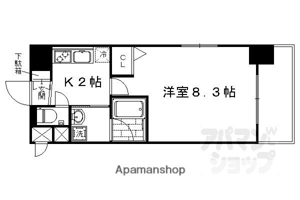 ベラジオ京都西院ウエストシティII(1K/2階)の間取り写真