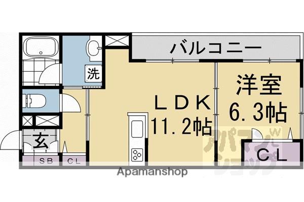 シャーメゾン京都西七条(1LDK/3階)の間取り写真