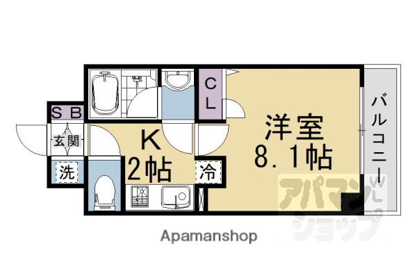 ベラジオ京都西院ウエストシティIII(1K/3階)の間取り写真