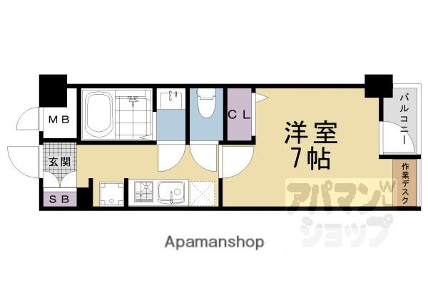 サンフローラ三条大宮(1K/1階)の間取り写真