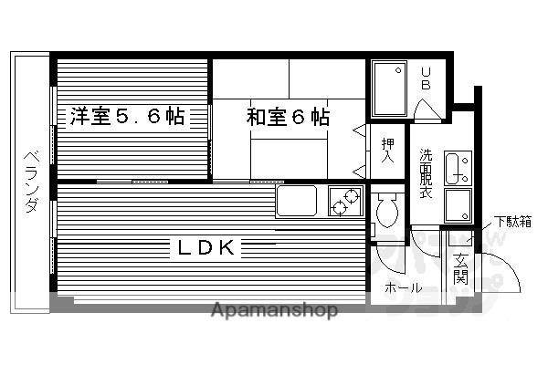 DU四条(2LDK/5階)の間取り写真