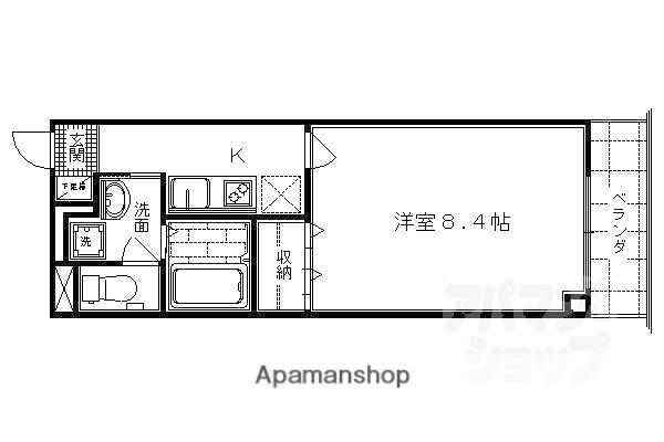 アンプルールフェール太秦II(1K/3階)の間取り写真