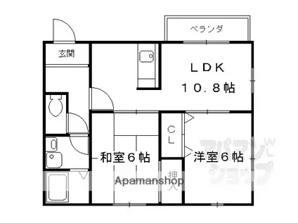 イーズコート桂II(2LDK/1階)の間取り写真