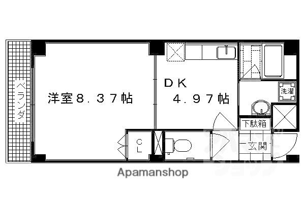 セントポーリア嵯峨野清水町(1DK/1階)の間取り写真