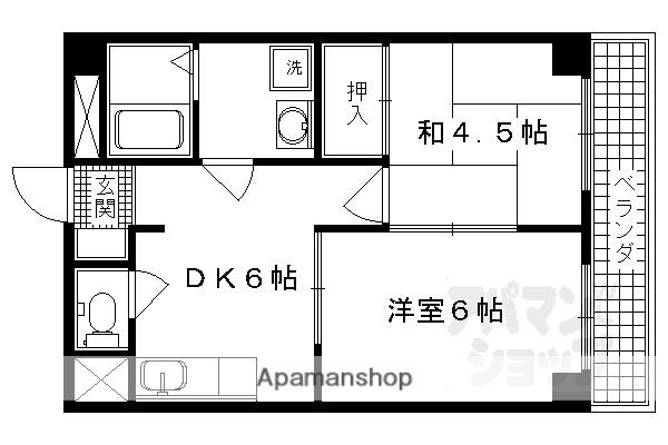 西京極ハイツ(2DK/5階)の間取り写真