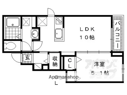 京RANZAN(1LDK/1階)の間取り写真