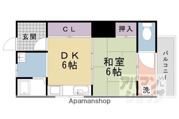 オークハウス(1DK/2階)の間取り写真