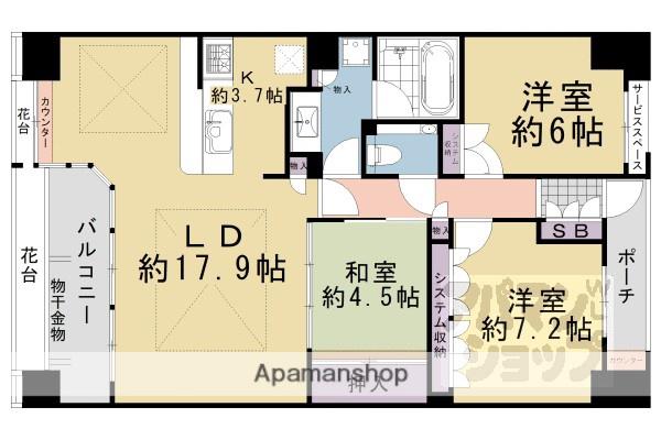 プレティナージュ御池東洞院(3LDK/8階)の間取り写真