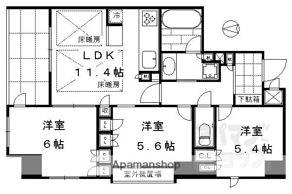 イーグルコート烏丸御池ル・シエル(3LDK/4階)の間取り写真