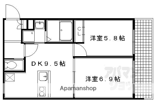 プレシャス御所南(2DK/2階)の間取り写真