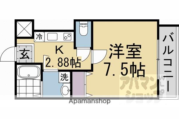 ビエノス京都花園(1K/2階)の間取り写真